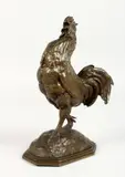 FRENCH A VERY GOOD BRONZE OF A COCKEREL crowing on a long octagonal base by Alfred Barye, BRONZE, offered Nov 2020