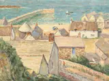 British, a harbour view with buildings in the foreground by Henry Samuel Merritt, oil on board, sold Nov 2020