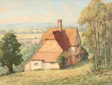 British, a country homestead in an extensive landscape by Henry Samuel Merritt, oil on board, sold Nov 2020
