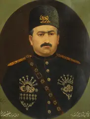 Persian, A Qajar Portrait of Mahammad Ali Shah by Mahdi Musavir al-Mulk, oil on canvas, sold Nov 2020