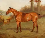 British, a horse in a landscape with hills beyond by Charles E. Gatehouse, oil on canvas, sold Nov 2020