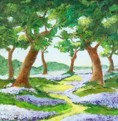 Daffodil Glen, Bluebell Trail by Peter Arnold, Oil on Canvas, sold Nov 2020
