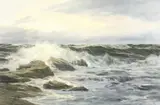 German, a scene of waves breaking over a rocky coastline by Edgar Freyberg, oil on canvas, offered Nov 2020