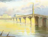 The Bridge, Blois' oil on board by Esther Barbara Nicloux Kerr, oil on board, offered Nov 2020