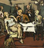 In the Pub by Charles W. Fleiss, oil on board, sold Nov 2020