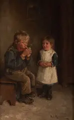 His first smoke by Rsa Rba Roi Rsw Robert Gemmell Hutchison, oil on canvas, sold May 2012