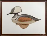 of a bufflehead duck decoy by Joseph Cibula, watercolor, offered Jun 2017