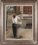 titled At the Fountain by Annette Woolf, oil on canvas, offered Jun 2017