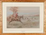 fox hunt scene by Thomas Ivester Lloyd, watercolor and gouache, offered Jun 2017
