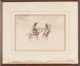 landscape with two Native Americans on horseback by Leonard Reedy, watercolor, offered May 2017