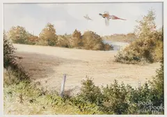 works of game birds in flight by Owen Williams, watercolor, offered May 2017