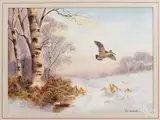 Woodcock-Winter Morning by Robert Milliken, watercolor, offered May 2017