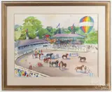 steeplechase by Cecile Johnson, watercolor, offered May 2017