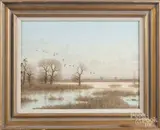 geese in flight by Nicholas Mace, oil on board, offered May 2017