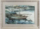 river landscape by George Schwacha Jr., watercolor, offered May 2017