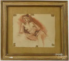 and wash nude by Moses Soyer, charcoal, offered May 2017