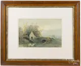 landscape with mill by Edwin Lamasure Jr, watercolor, offered May 2017