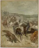 cavalry charge by Gean Smith, oil on canvas, offered May 2017