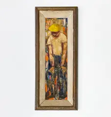 Untitled (Construction Worker) by Ralph Taylor, oil on canvas, sold Aug 2022