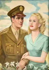 Portrait of a U.S. Soldier and Woman by Frank Stanley Herring, oil on canvas, sold Aug 2022