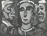 Les Visages by Georges Rouault, 1932, woodblock print on paper, sold Aug 2022