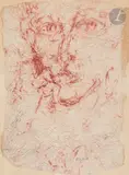 Visage by Ladislas Kijno, Sanguine sur papier froissé, sold Mar 2023
