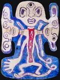 Tricéphale by Yvon Taillandier, 2001, Gouache sur carton ondulé découpé, sold Mar 2023