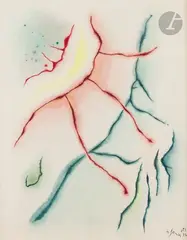 Composition by Gustave Singier, 1973, Aquarelle, sold Feb 2023