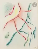 Composition by Gustave Singier, 1973, Aquarelle, sold Feb 2023