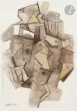 Composition D2117 by Maurice Estève, 1980, Fusain, pastel jaune et estompe, sold Feb 2023
