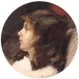 Profil présumé de Marie-Thérèse Coppier enfant by Paul-Albert Besnard, 1916, Aquarelle gouachée de forme ronde, sold Dec 2011