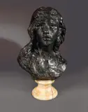 Mignon (version à l'arrière évidé) Portrait de Rose Beuret by Auguste Rodin, 1867, Épreuve en bronze à patine noire nuancée vert, sold Dec 2011