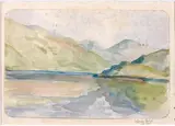 Lac en montagne by Olivier Debré, 1940, Aquarelle, sold Dec 2011