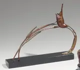 Moineau sur une branche by André Vincent Becquerel, Épreuve en bronze à patine brune, fonte d'édition ancienne sans marque ni cachet de fondeu, sold Dec 2011