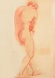Académie d'homme nu by François-Maurice Lard, Sanguine et craie blanche, sold May 2015