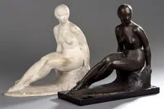 Femme nue assise by Jean-Marie Joachime, Épreuve en bronze à patine brune, fonte d'édition ancienne à cire perdue de Bisceglia M, sold May 2015