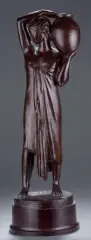 Femme à la cruche, circa 1934-35 by Georges Charles Barberis, Bronze à patine brune signée sur son socle de forme ronde, fonte au sable, sold May 2015