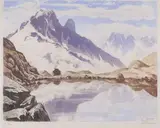 Le lac Blanc, Le mont Blanc by Joanny Drevet, Aquatinte en couleur, sold Sep 2022