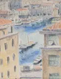 Vue du port de Marseille by Édith Berger, Pastel, sold Sep 2022
