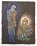 Composition surréaliste by André Sornay, vers 1980, Pastel sur papier marron, sold Sep 2022