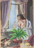 Nue à la fenêtre by André Dignimont, Aquarelle et gouache, sold Sep 2022