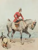 Amazone et chien by Charles-Fernand de Condamy, Aquarelle sur papier signée en bas à droite et encadrée, sold Sep 2020