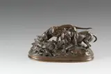 Deux chiens et lapin by Hippolyte Heizler, Bronze à patine brune nuancée signé en creux sur la terrasse, sold Sep 2020