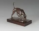 Chien sur la trace by Catherine Farvacques, 2008, Bronze à patine brune signé, sold Sep 2020