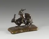 Couple de lièvres by Patrick Allain, Bronze à patine brune, sold Sep 2020