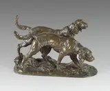 Deux Griffons vendéens by Charles Valton, Bronze à patine brune nuancée signé en creux sur la terrasse, sold Sep 2020