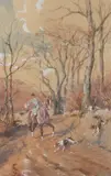 Sonneur à cheval by Karl Reille, 1927, Aquarelle et gouache signée et datée, sold Sep 2020