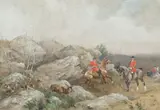 Vénerie du cerf Équipage LEBAUDY à Monsieur Paul Lebaudy, Seine et Marne 1891-1936 by Karl Reille, Aquarelle gouachée signée en bas à droite et encadrée, sold Sep 2020
