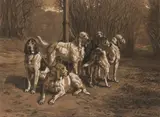 Relais de chiens de Vendée by Jules Gélibert, 1866, Pastel et rehauts de gouache signé et daté, sold Sep 2020