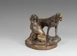 Grondeur et Ménélas, deux chiens de meute by Leon Bureau, Bronze à patine brune signé et daté en creux sur la terrasse, sold Sep 2020